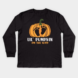 Little Pumpkin on the Way Kids Long Sleeve T-Shirt